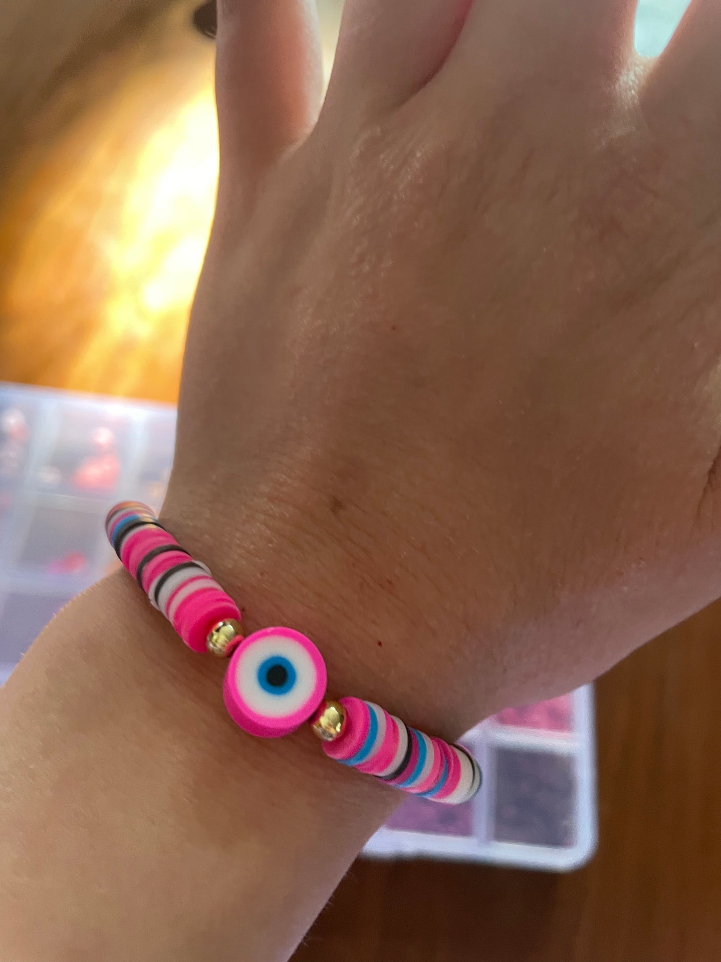 Hot pink evil eye bracelet 🧿