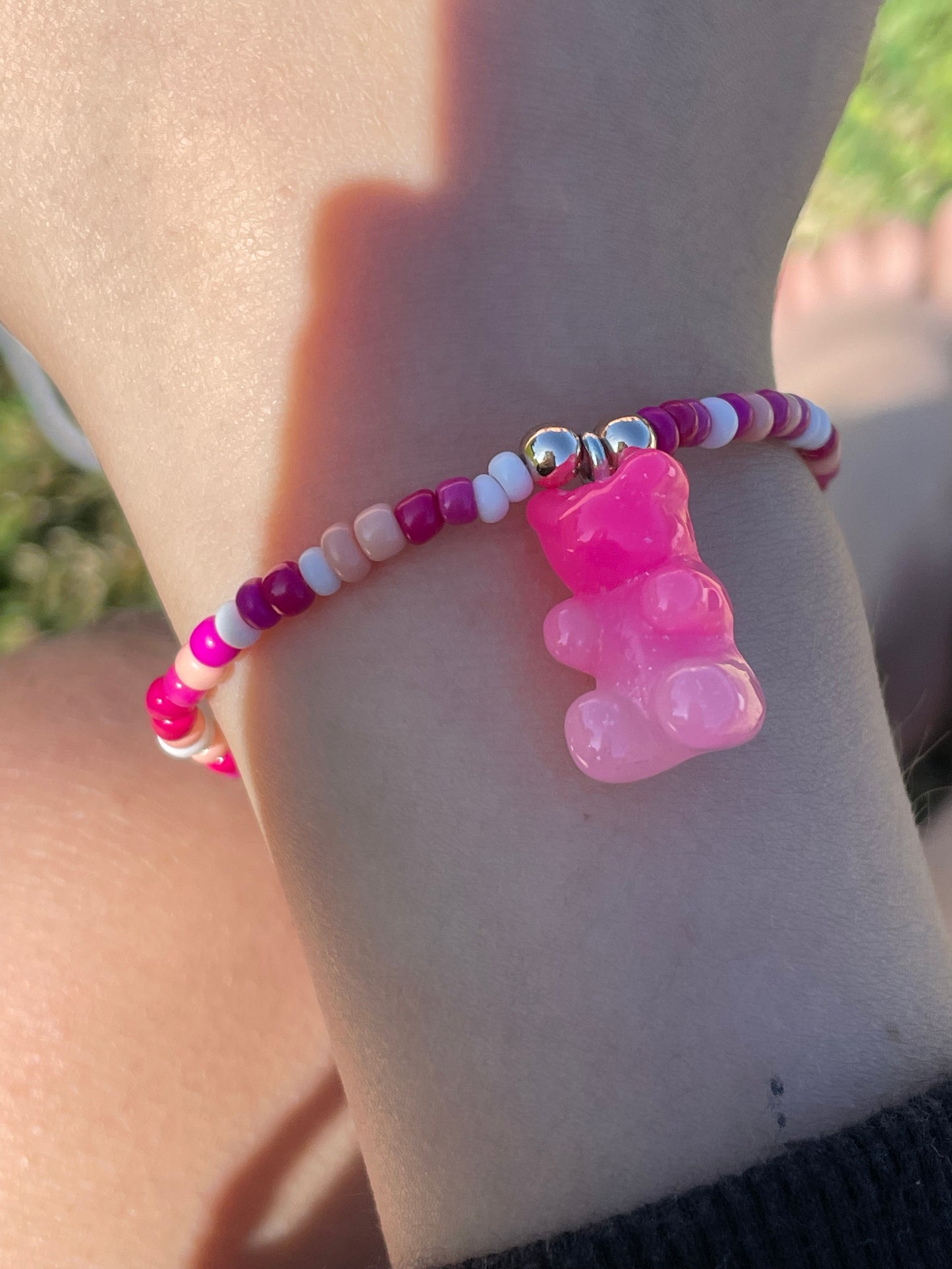 Pink gummy bear pops